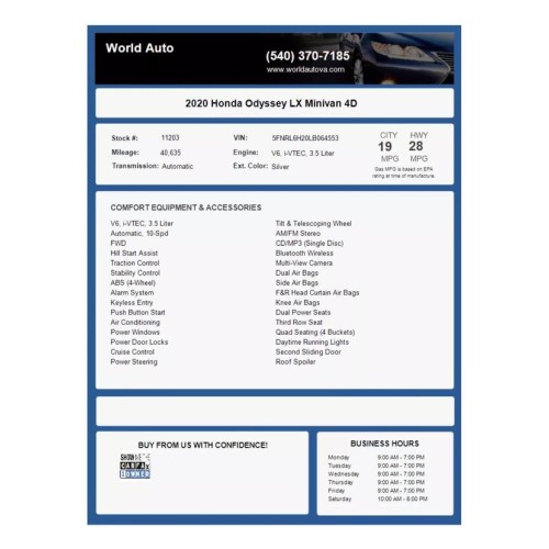 2020 Honda Odyssey LX's photo